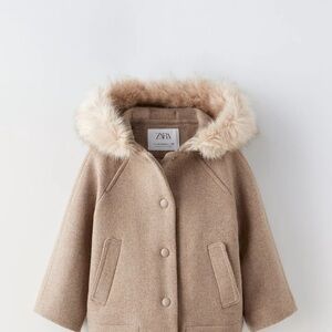 Zara Kids Beige Hooded Puffer Jacket